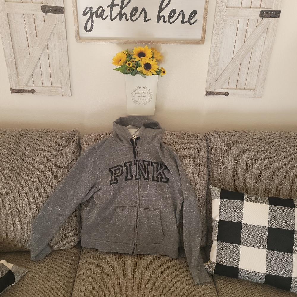 PINK Grey Zip hoodie
